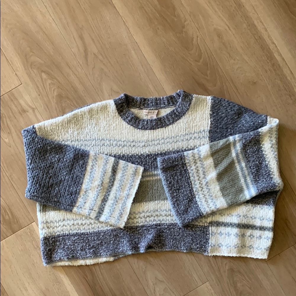 Sincerely Jules Gray and Cream Crew Neck Sweater